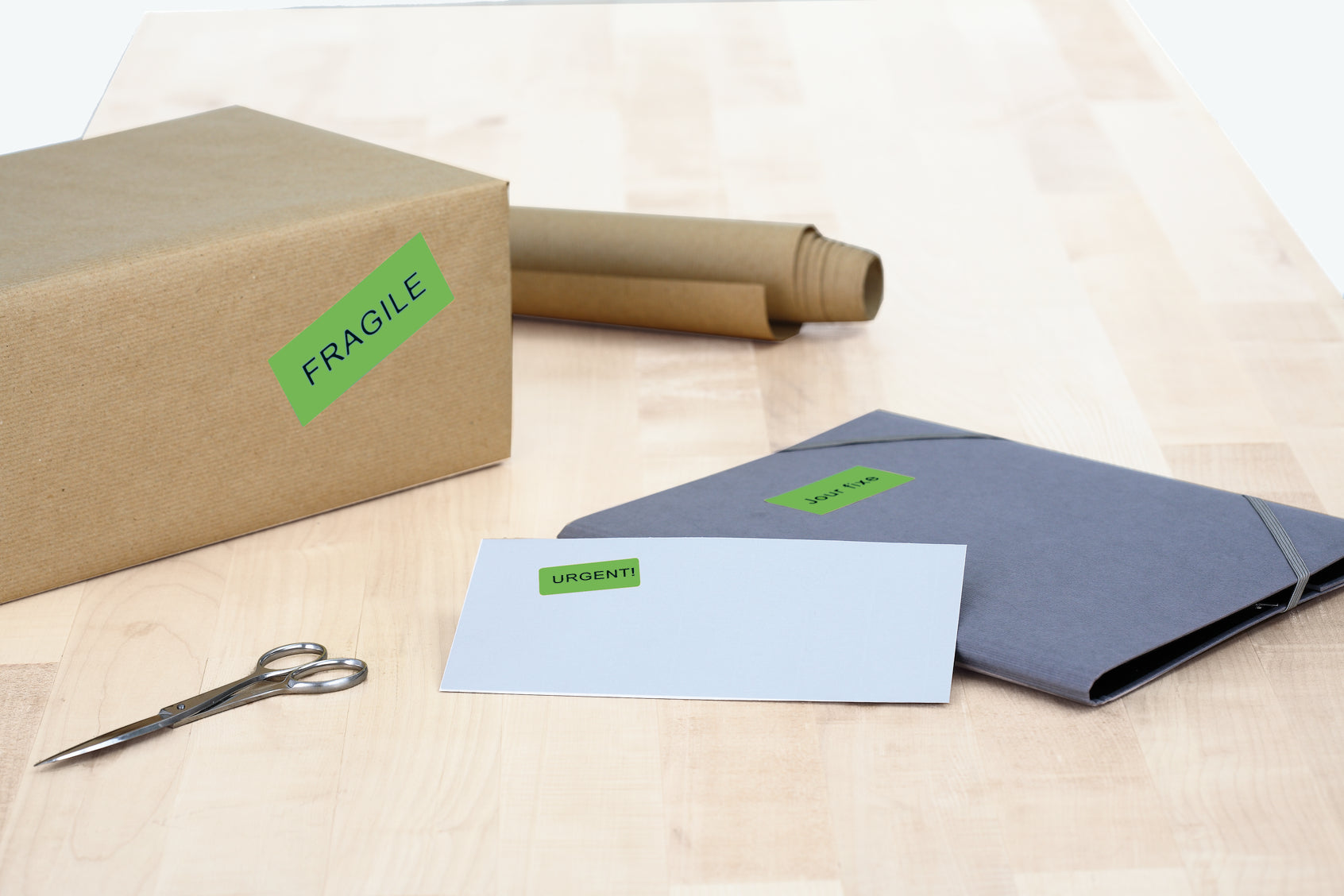 Coloured Labels A4, 105 x 37mm, Green, Permanent Adhesion