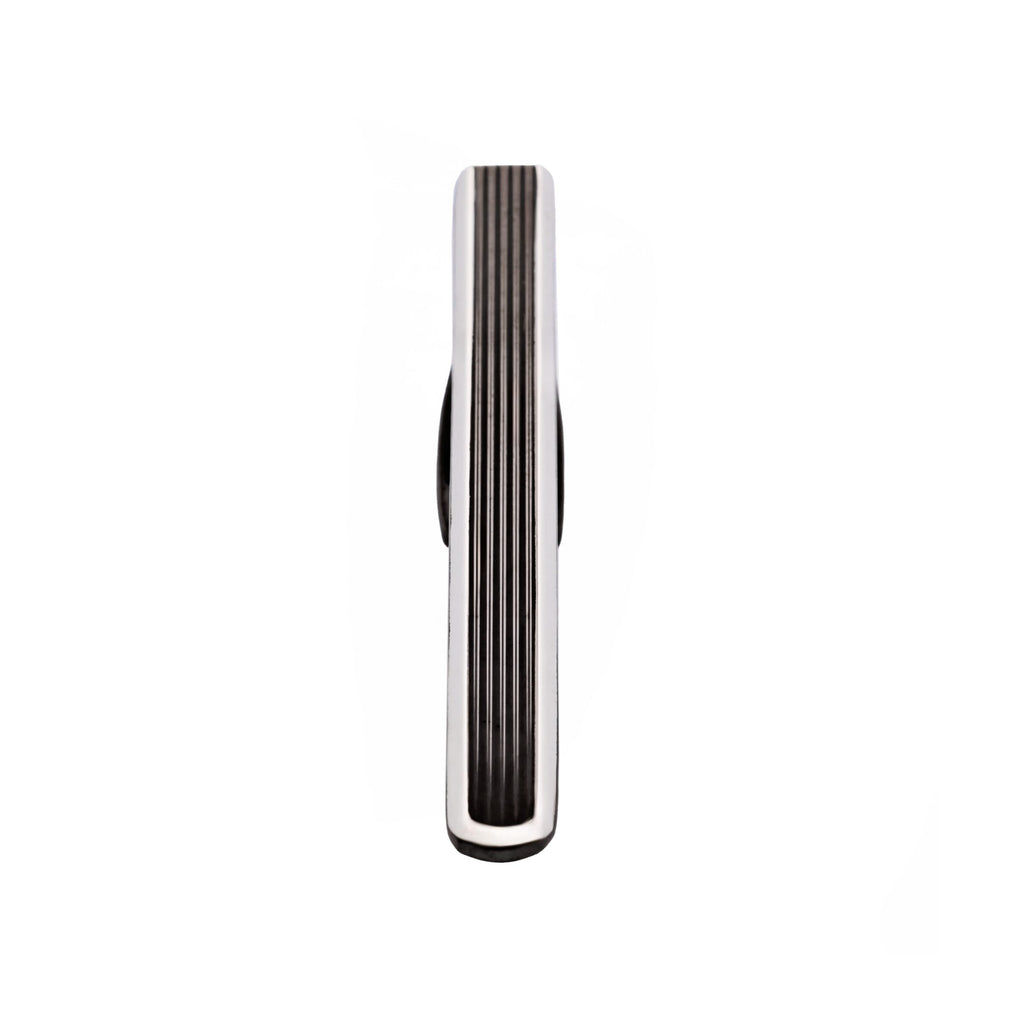 Gun Metal Ribbed Plated Tie Bar