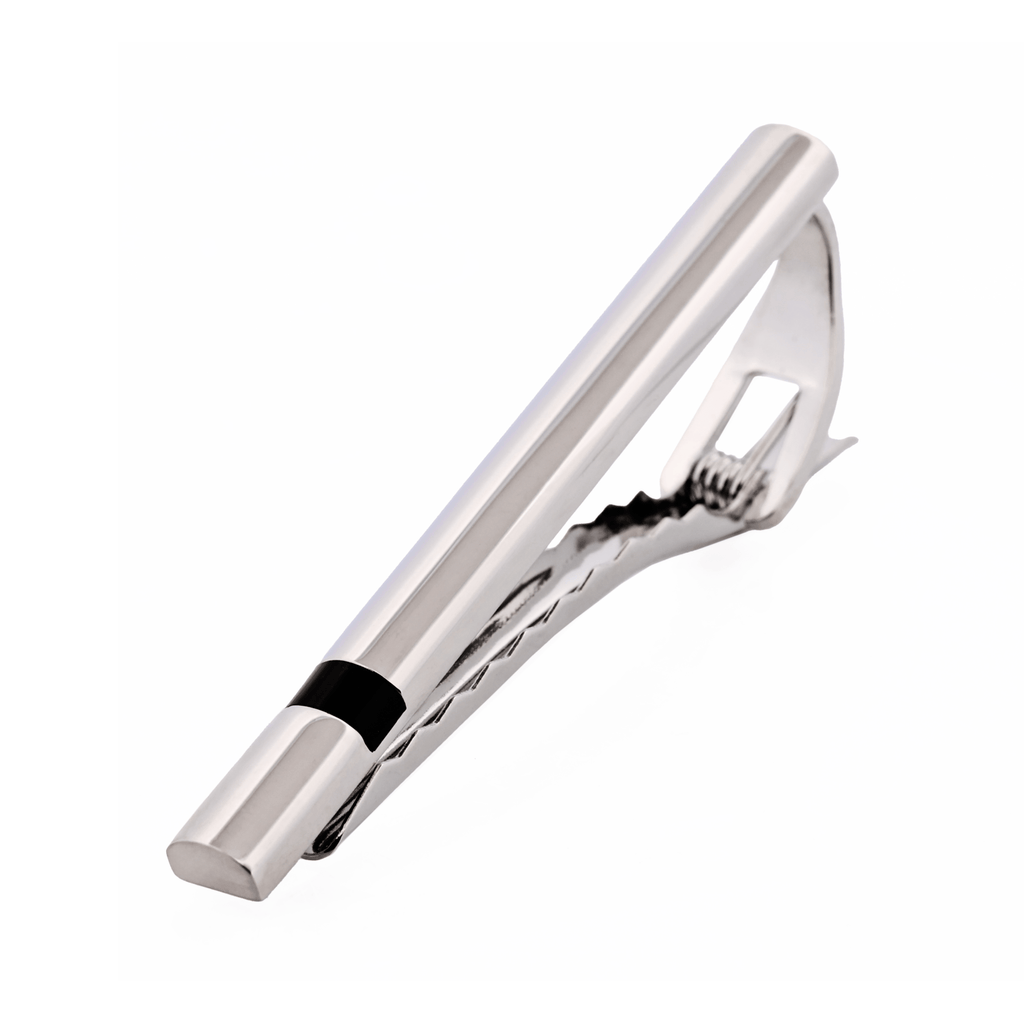 Brush Rhodium/Black Tie Bar 60mm