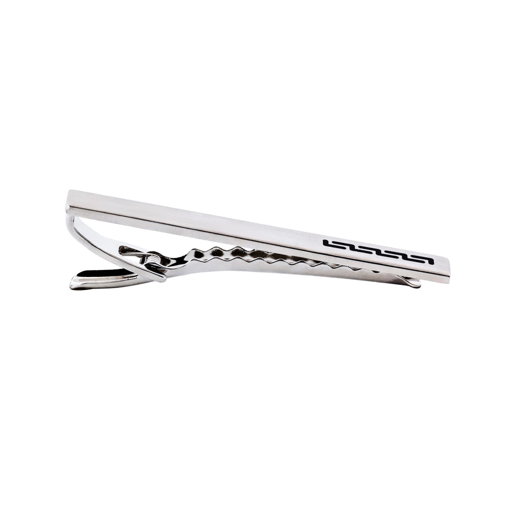 Rhodium plated Black Printed Tie Bar