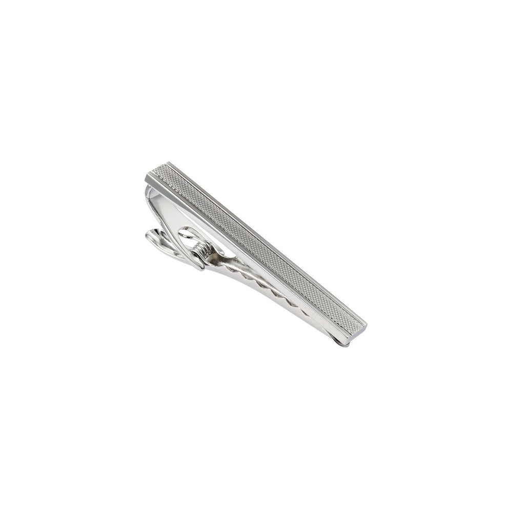 Rhodium Patterned Tie Bar 50mm