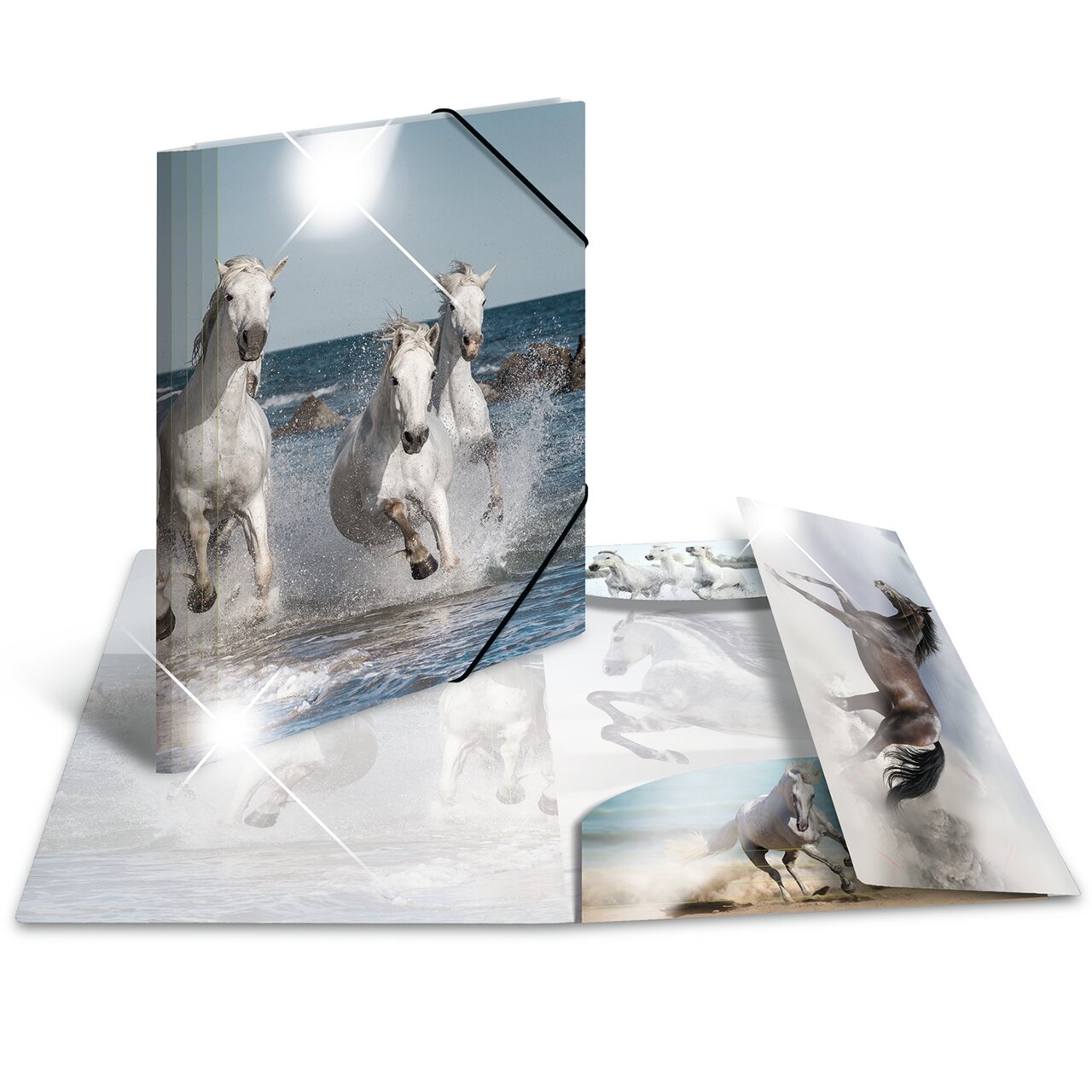 Elasticated folder glossy animals A4 Horses
