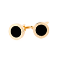 Gold Plated & Black Round Dress Cufflinks