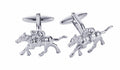 Rhodium Plated Jockey on Horse Cufflinks
