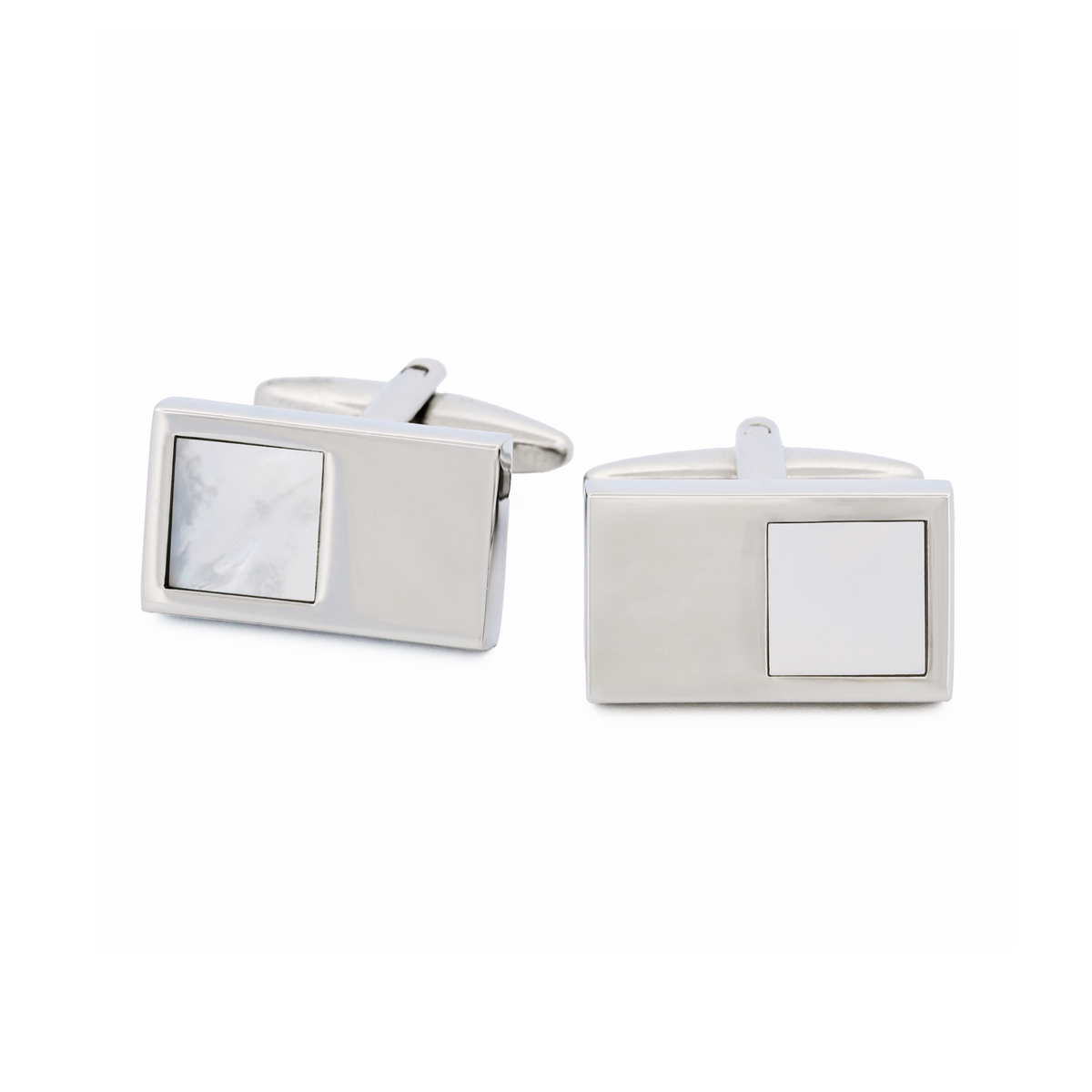 Rhodium Mother Of Pearl Cufflinks
