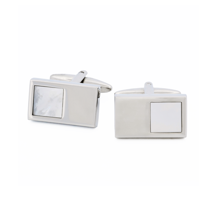 Rhodium Mother Of Pearl Cufflinks