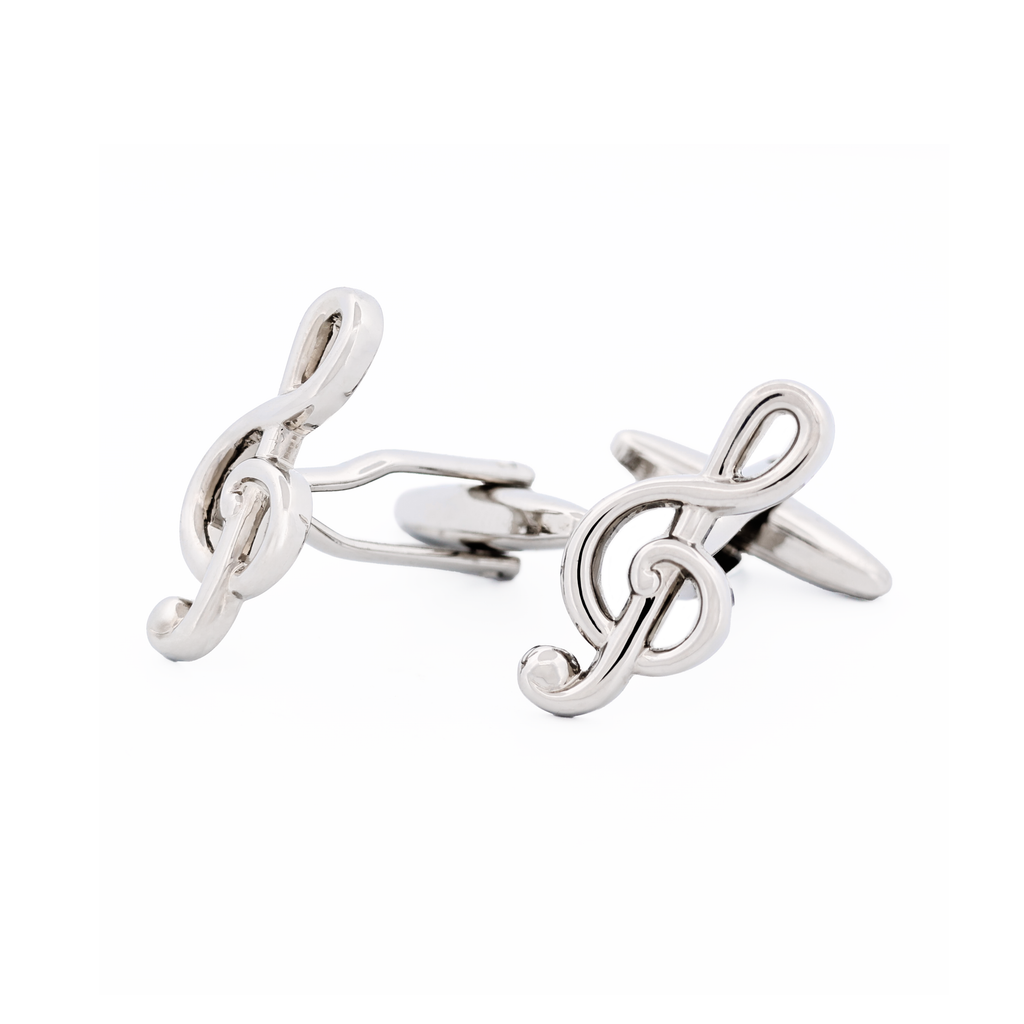 Rhodium Musical Clef Cufflinks