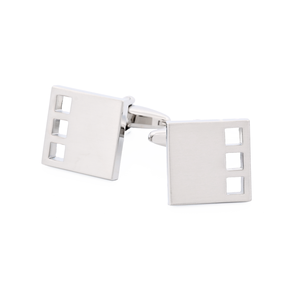 Brush Rhodium Plated Cufflinks