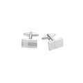 Rhodium Plated Cross Patterned Rectangle Cufflinks