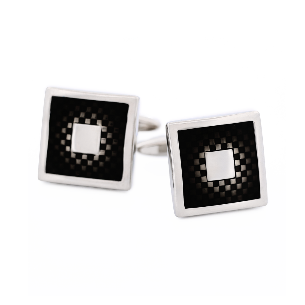 Rhodium Purple Enamel Cufflinks
