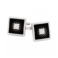 Rhodium Purple Enamel Cufflinks