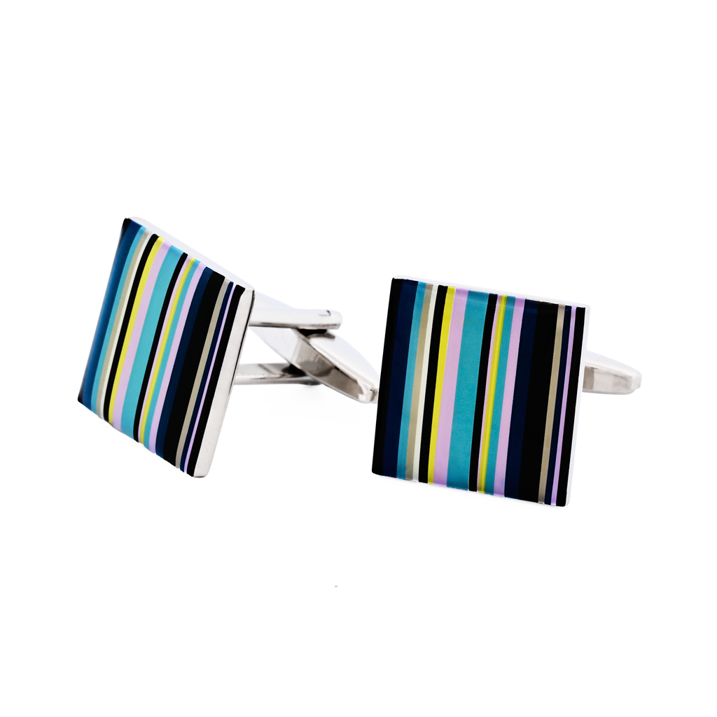 Square enamel stripe Cufflinks