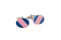 Blue & Pink Striped Enamel Cufflinks
