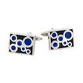 Black & Navy Bubbles Rhodium Plated Cufflinks