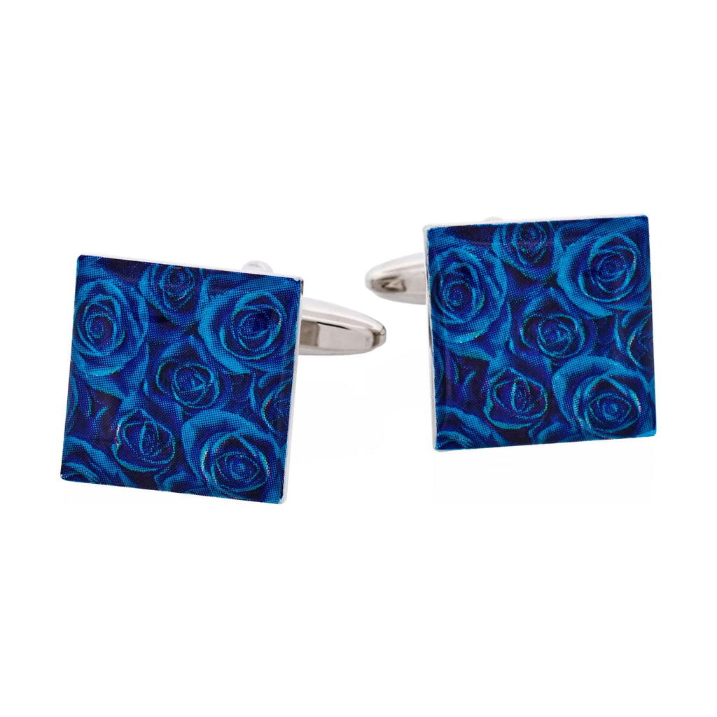 Blue Floral Print Cufflinks