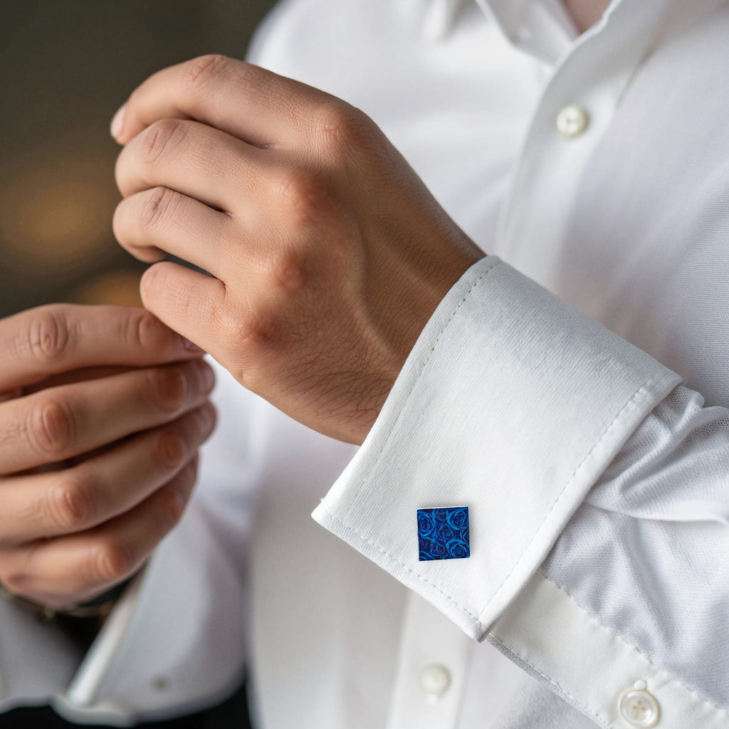 Blue Floral Print Cufflinks