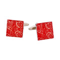 Red Floral Print Enamel Cufflinks