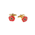 Red Poppy & Gold Plated Cufflinks