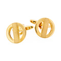Polished & Brushed Gold Round Cutout Cufflinks