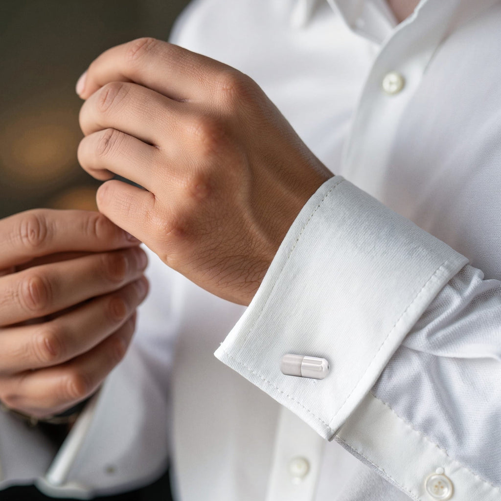 Rhodium & Brushed Rhodium Secret Stash Cufflinks