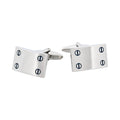 Rhodium Plated Rectangle Cufflinks with Screw Detail