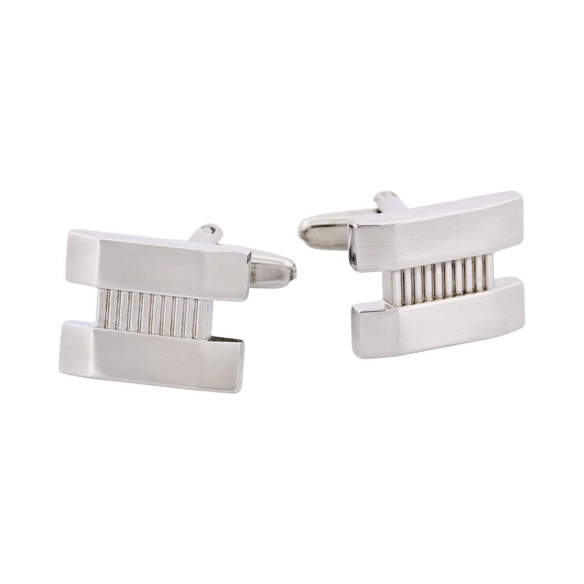 Rhodium Plated with Patterned Centre Cufflinks