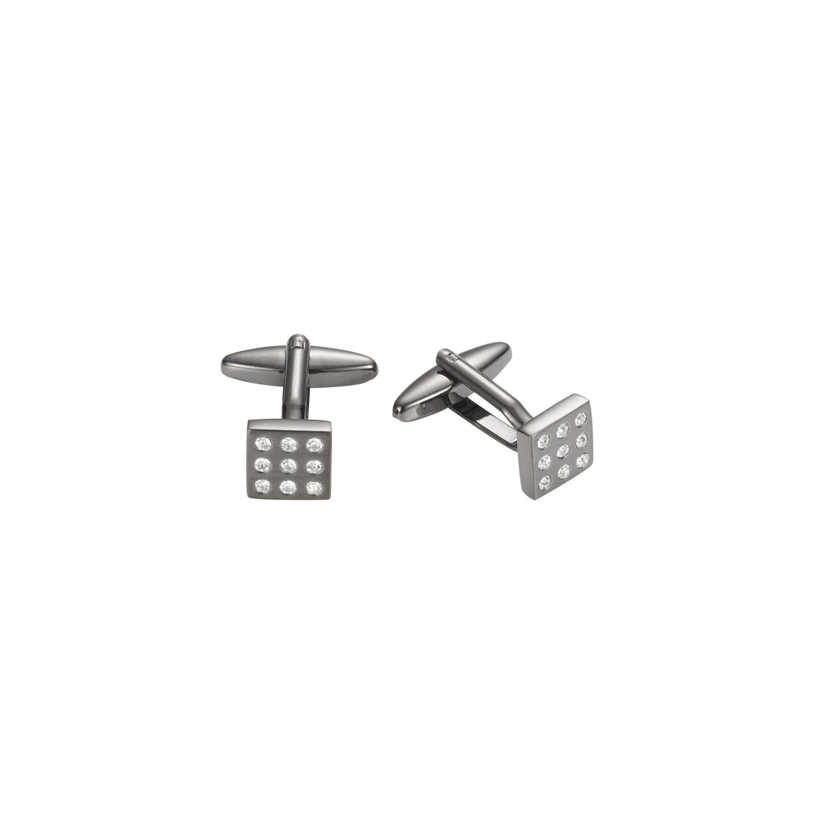 Small Gun Metal Square Crystal Cufflinks