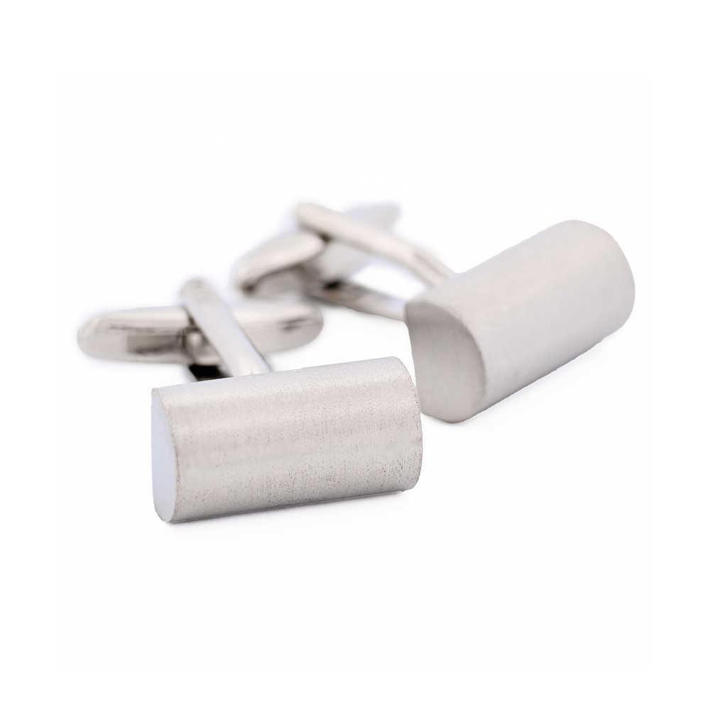 Scratched Rhodium Cufflinks
