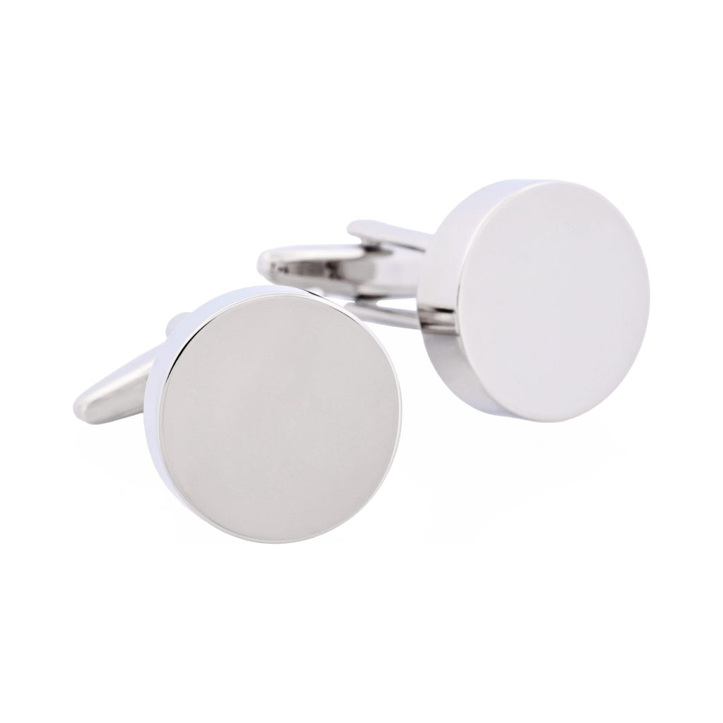 Polished Rhodium Plated Round Cufflinks