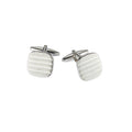 Rhodium Plated Self Striped Square Cufflinks