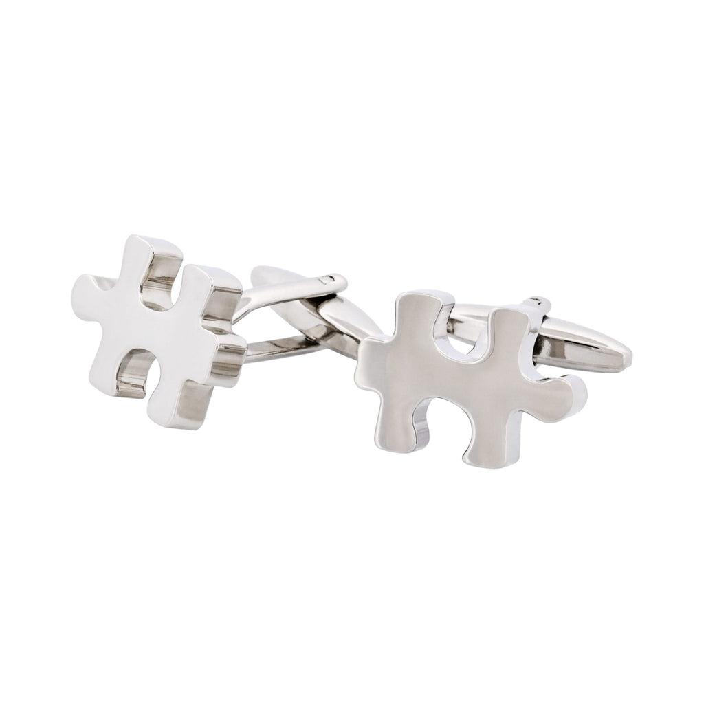 Rhodium Plated Jigsaw Cufflinks