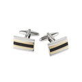 Rhodium & Gold & Black Striped Cufflinks