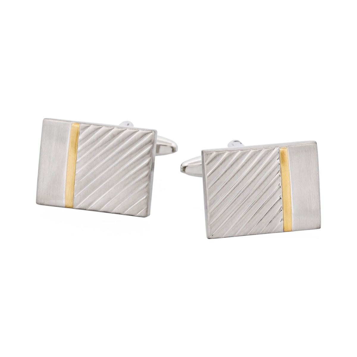 Brushed Rhodium & Brushed Gold Stripe Cufflinks