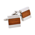 Rhodium Plated & Wood Cufflinks