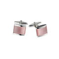 Rhodium & Pink Cat's Eye Links
