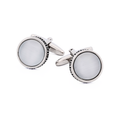 Round White Cat's Eye Cufflinks