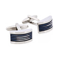 Rhodium Plated & Mop & Onyx Wedge Cufflinks
