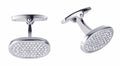 Rhodium Plated Oval Crystal Cufflinks