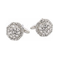 Rhodium Plated Crystal Domed Cufflinks