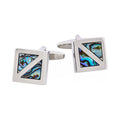 Polished Rhodium Plated Square with Abalone Inlay Cufflinks