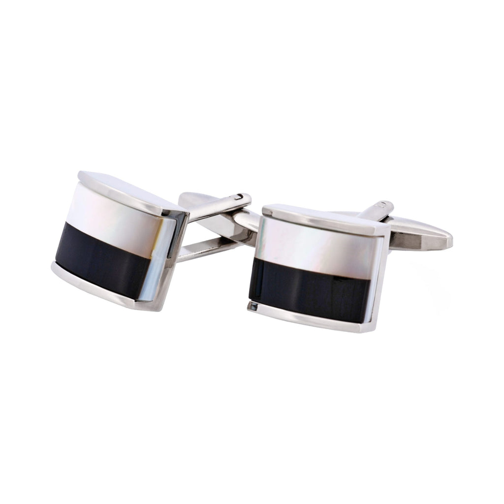 Mop & Onyx Rhodium Plated Cufflinks