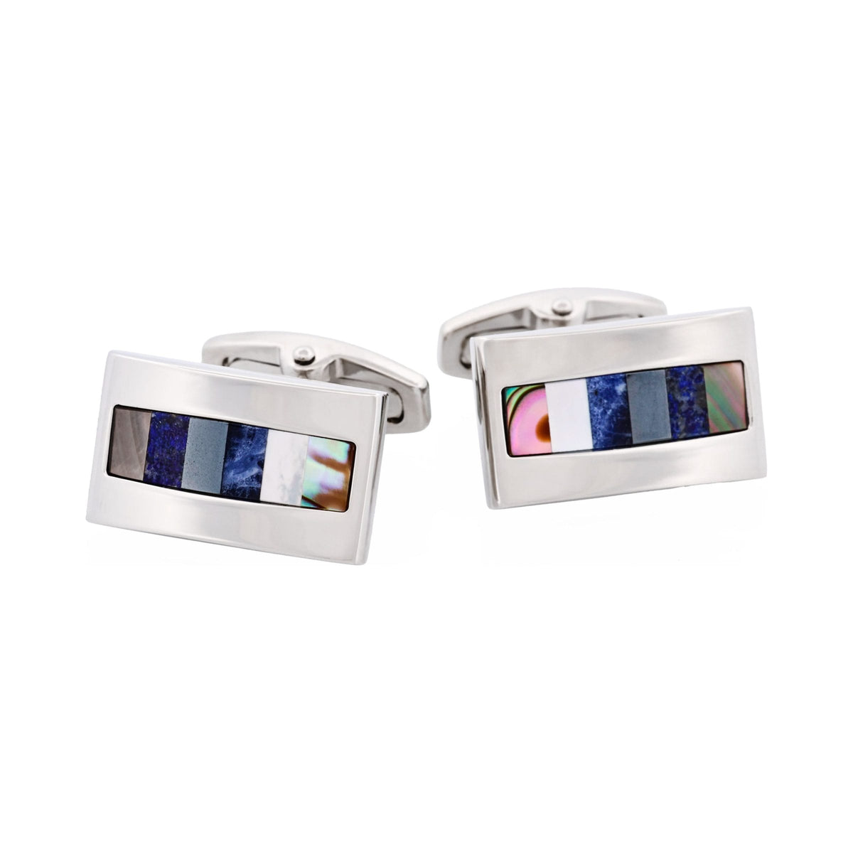 Grey Mother Of Pearl & Lapis Lazuli & Hematite & Solidate & Mop Cufflinks