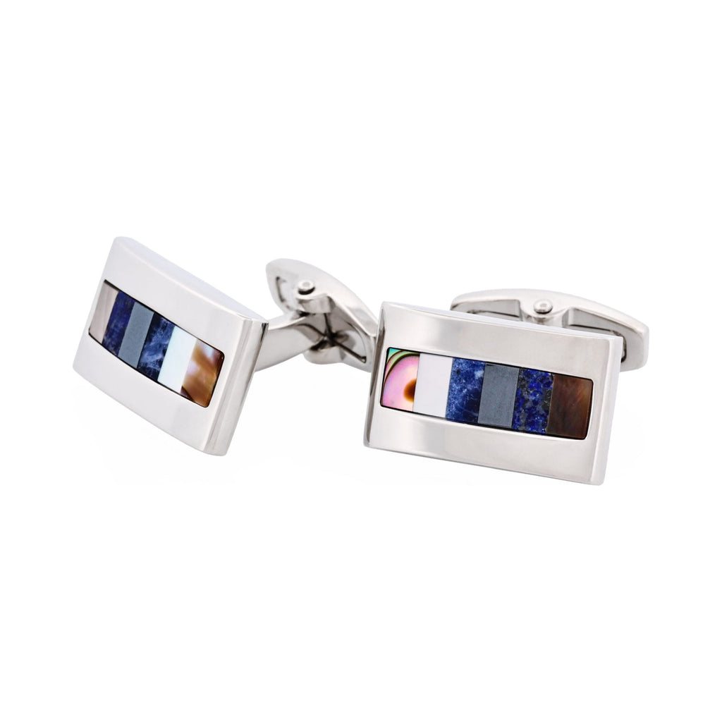 Grey Mother Of Pearl & Lapis Lazuli & Hematite & Solidate & Mop Cufflinks