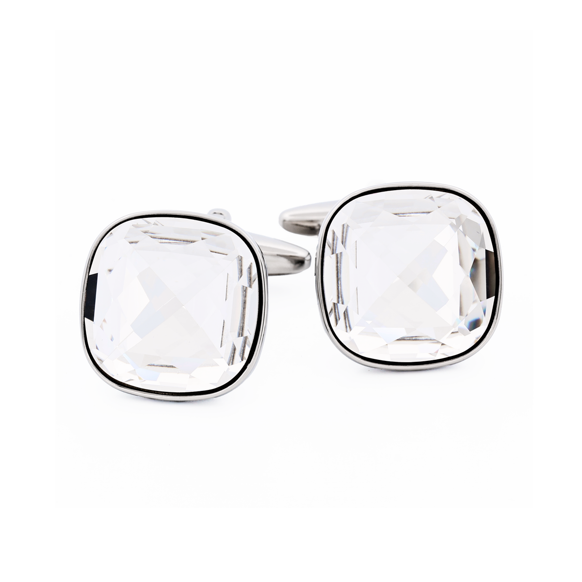 Rhodium Crystal Cufflinks