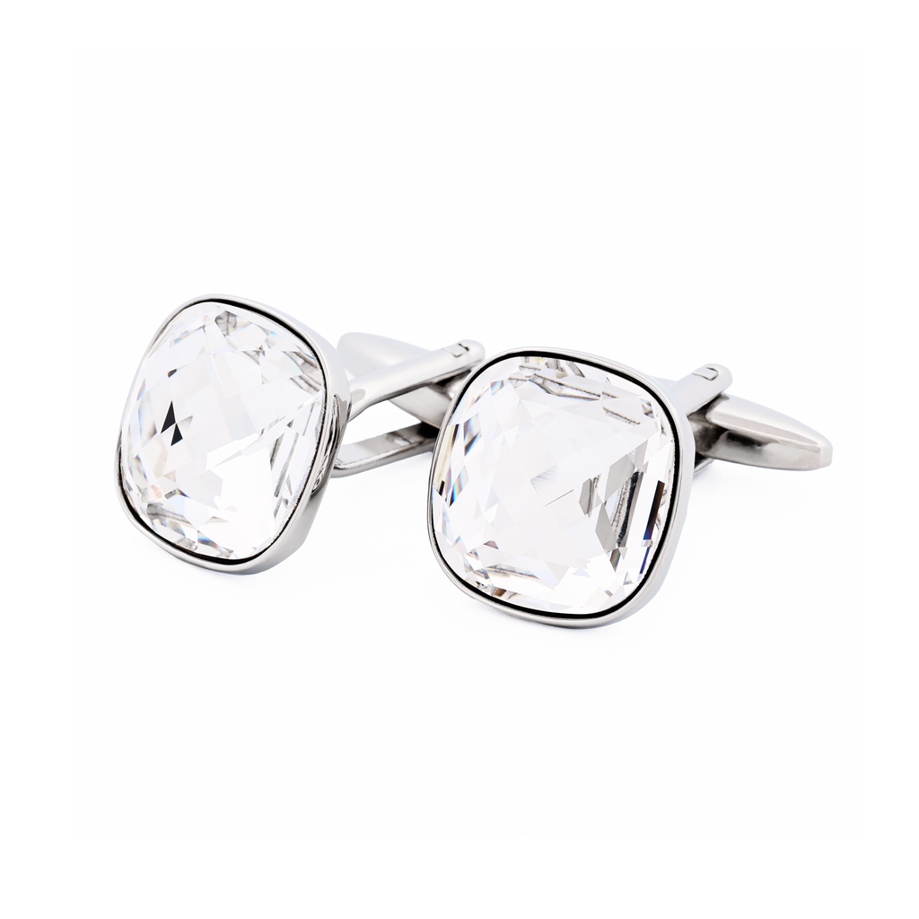 Rhodium Crystal Cufflinks
