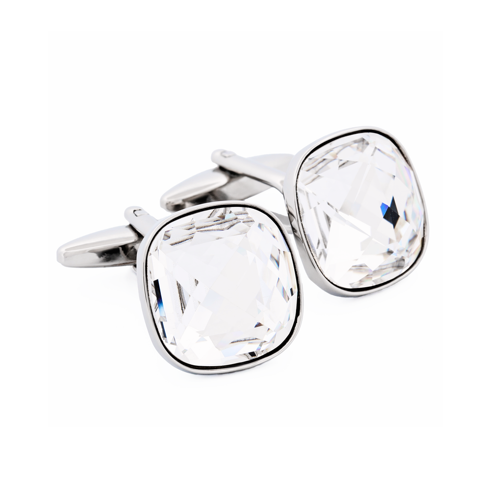 Rhodium Crystal Cufflinks