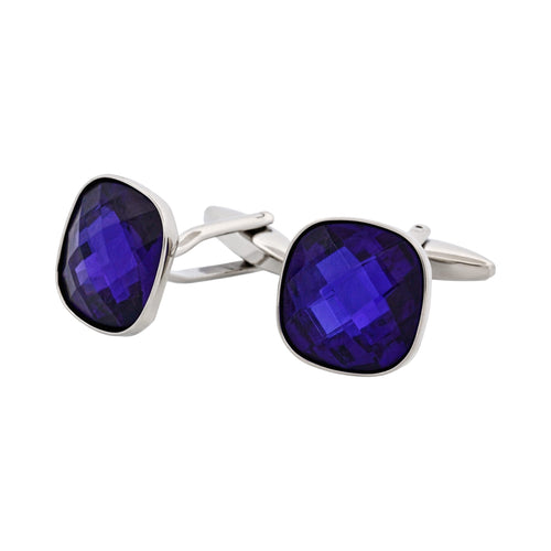 Amethyst Cut Crystal Square Cufflinks