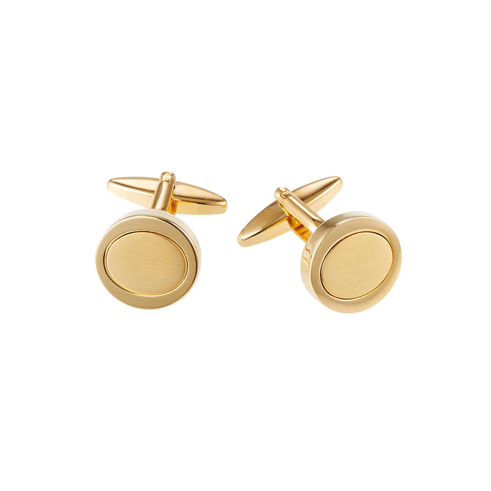 Brushed & Polished Gold Plated Oval Cufflinks