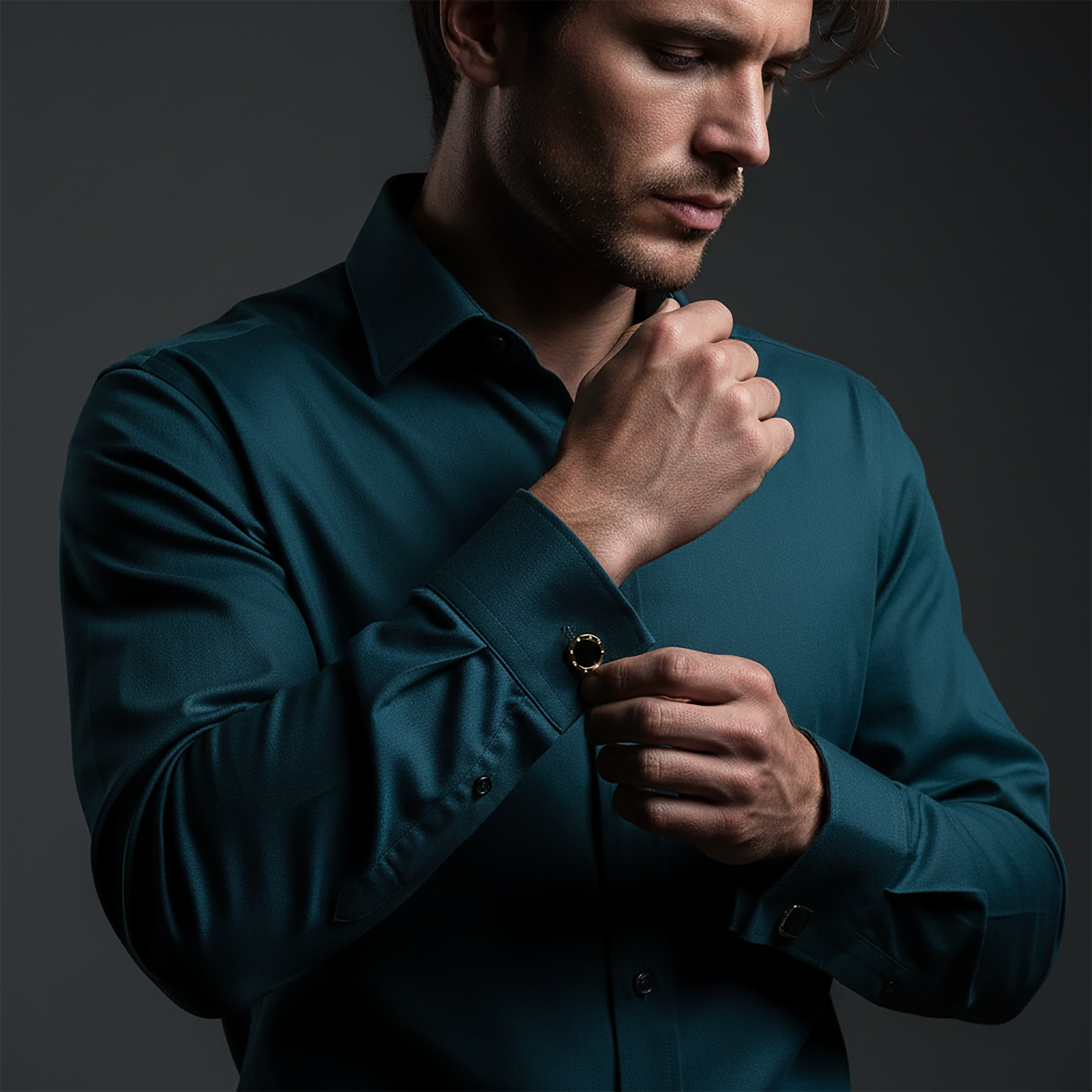 Gold Plated & Round Onyx Cufflinks with Screws