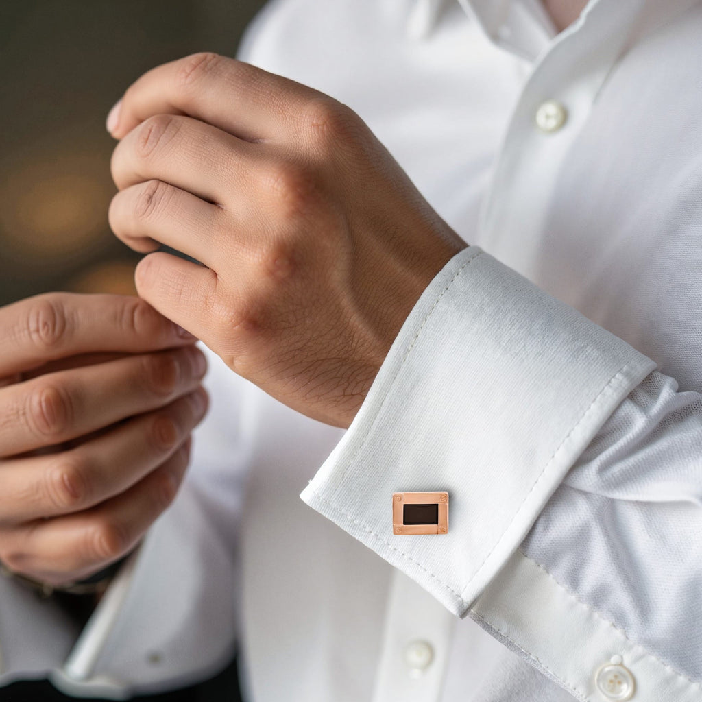 Rose Gold & Black Enamel Plated Cufflinks